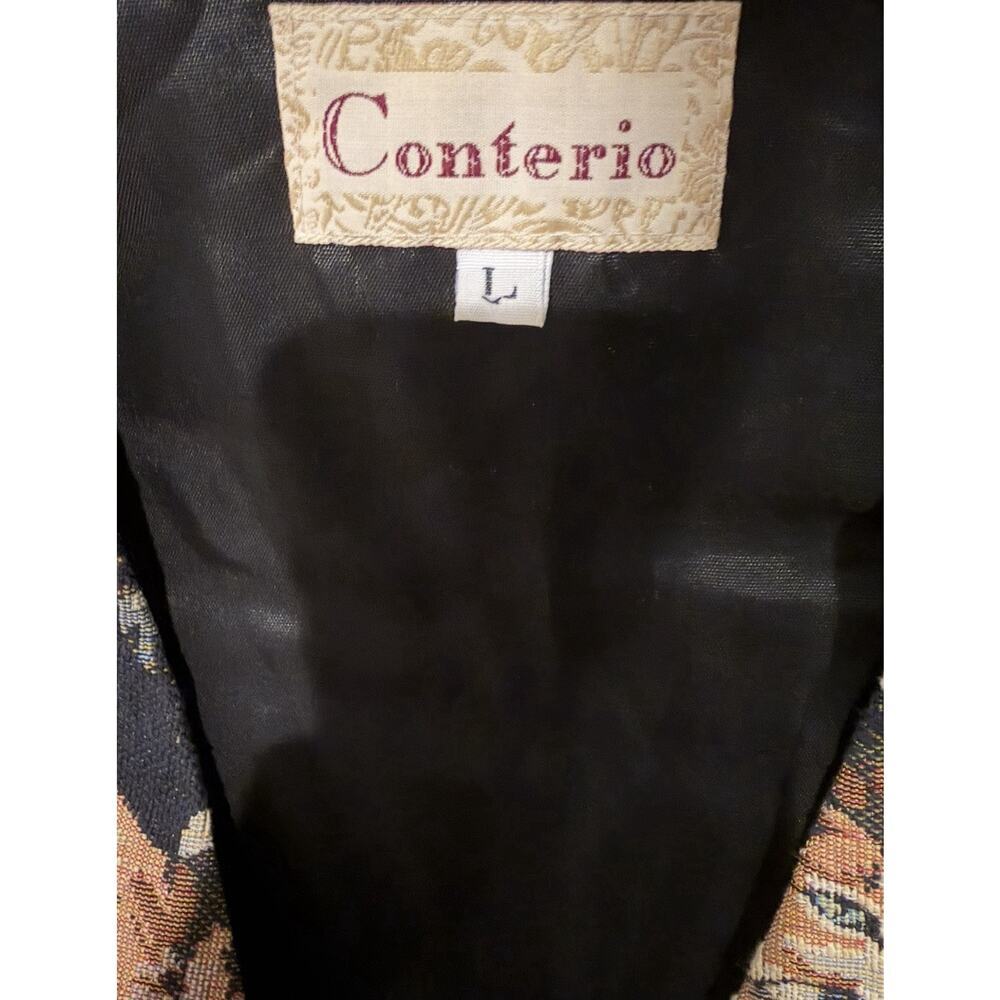 Vintage Conterio Cat Tapestry Embroidered Button Front Sleeveless Vest Size L - Picture 9 of 10